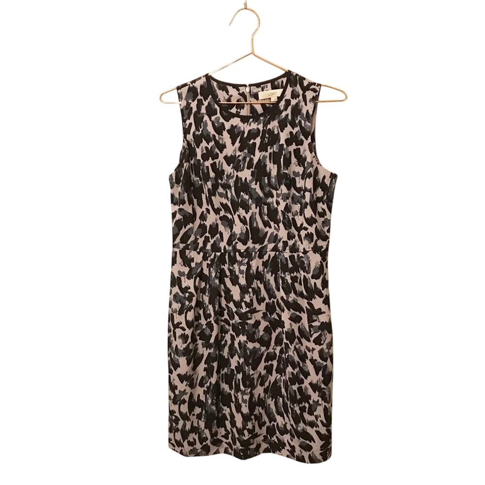 Ann Taylor loft sleeveless sheath animal print dress size 2